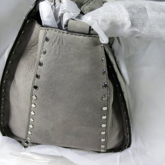 Rebecca Minkoff Midnighter Medium Satchel Grey Nubuck Leather NWT - Picture 5 of 11